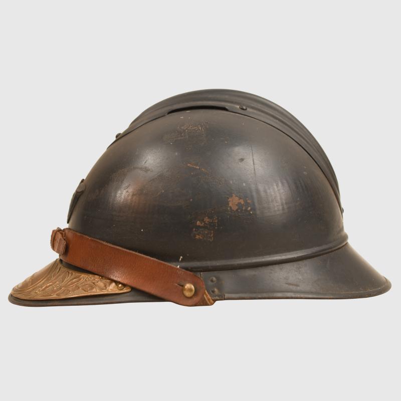 FRENCH CHASSEUR HELMET WITH VETERANS PLATE.