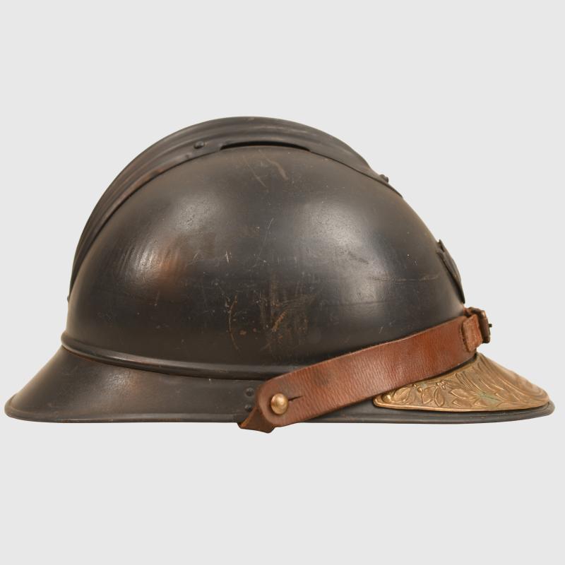 FRENCH CHASSEUR HELMET WITH VETERANS PLATE.