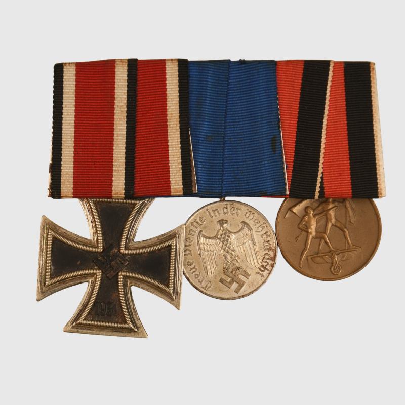 GERMAN WWII ARMED FORCES LONG SERVICE TRIO OF MEDALS.