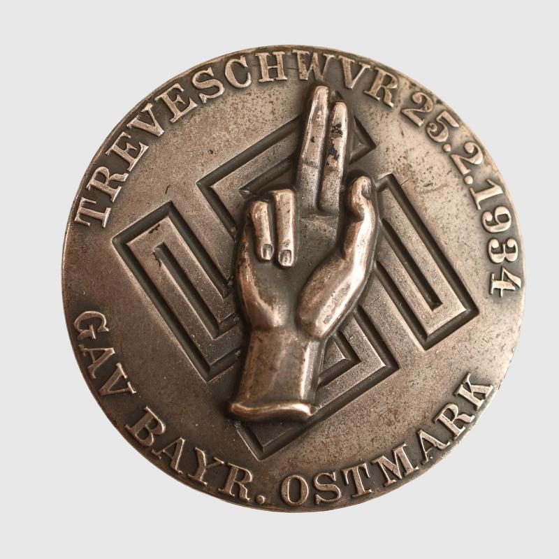 GERMAN WWII GAU BAVARIA OSTMARK BADGE IN WHITE METAL.