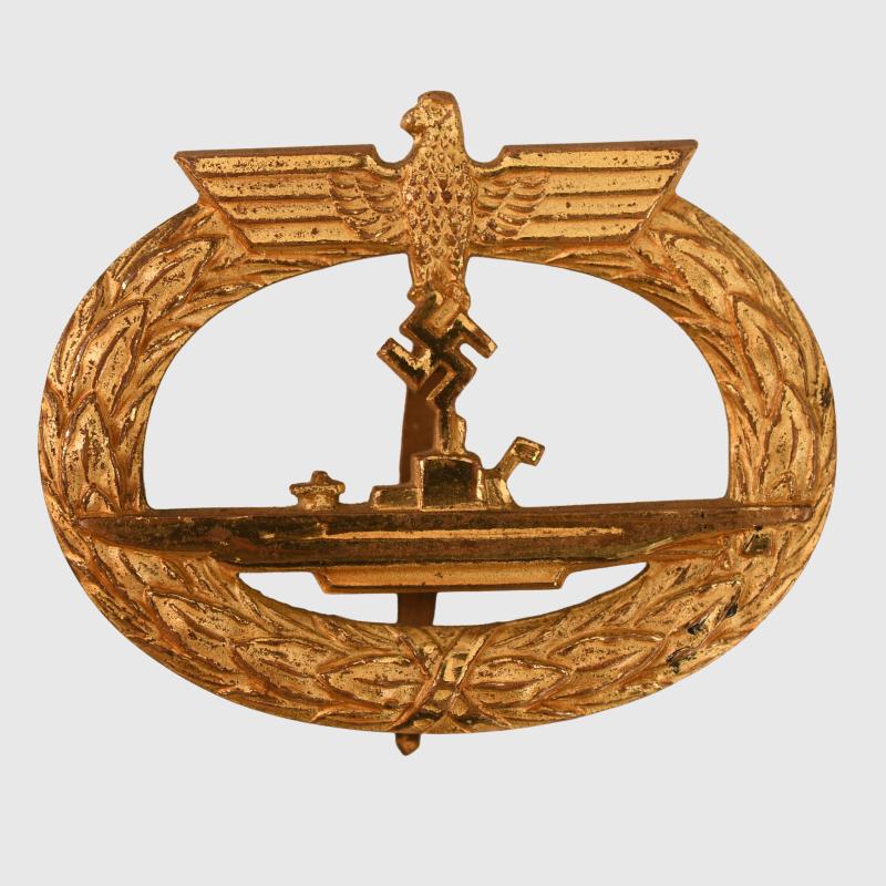 GERMAN WWII KRIEGSMARINE SUBMARINE SERVICE BADGE, NEAR MINT.