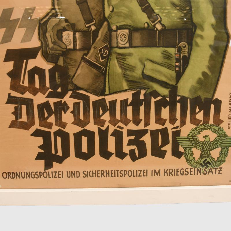 GERMAN WWII WAFFEN SS POLICE WINTER HELP WORK POSTER.