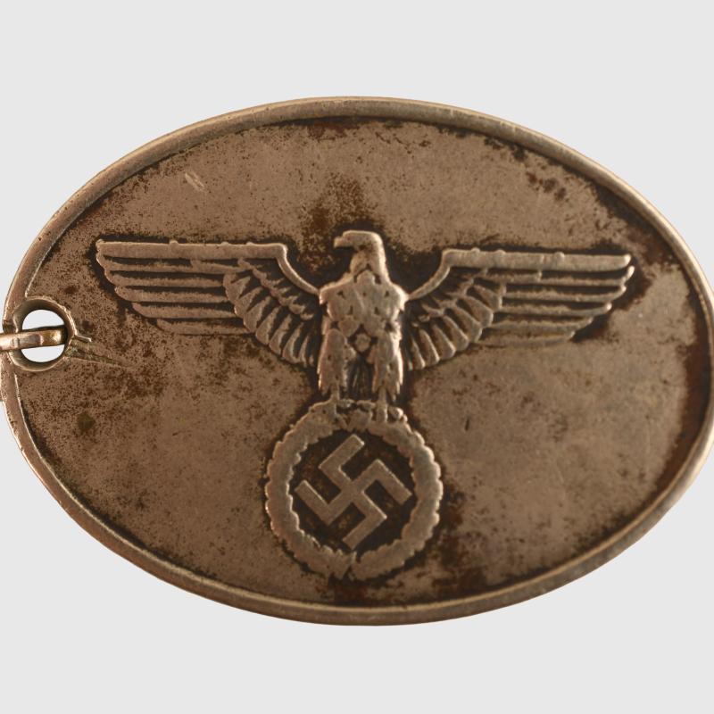 GERMAN WWII GEHEINE STAATSPOLIZEI (GESTAPO) WARRANT DISC.