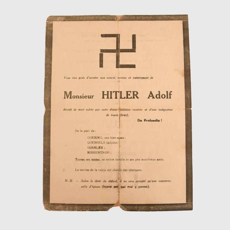 GERMAN WWII FRENCH PROPAGANDA SHEET.