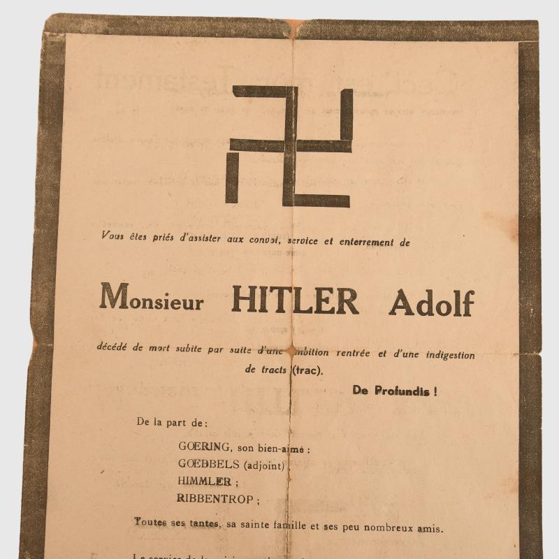 GERMAN WWII FRENCH PROPAGANDA SHEET.
