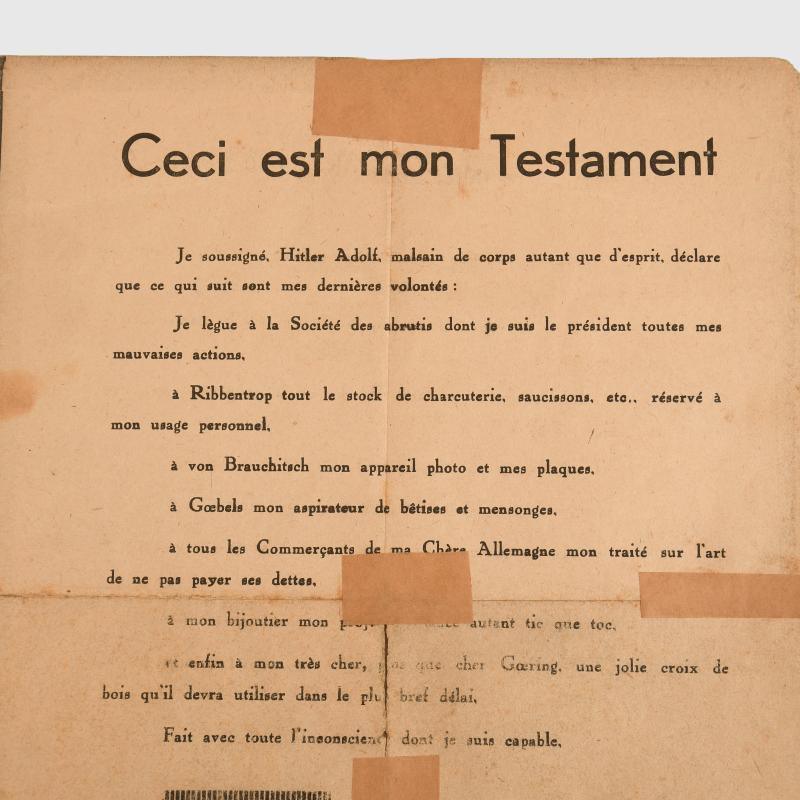 GERMAN WWII FRENCH PROPAGANDA SHEET.