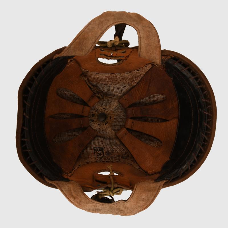 JAPANESE WWII TANKERS HELMET WITH ULTRA RARE GOGGLES.