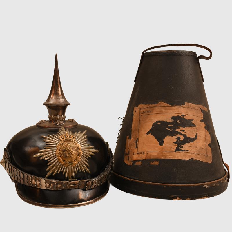 GERMAN WWI SAXON INFANTRY REGIMENT 100 OFFICERS PICKELHAUBE.