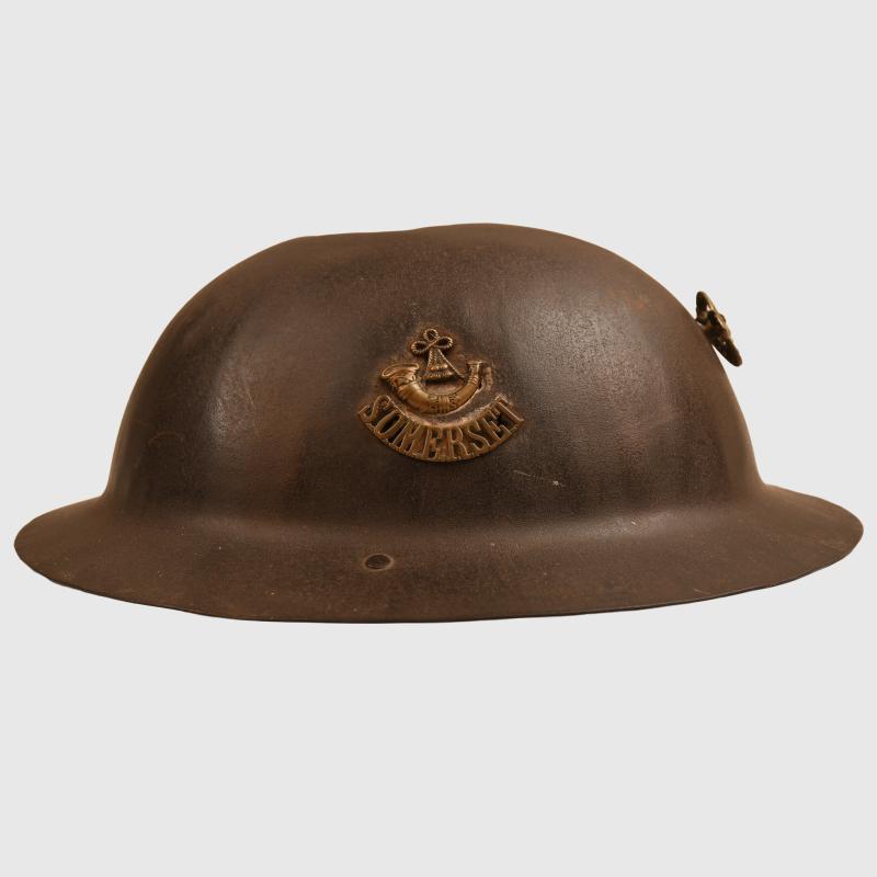 BRITISH WWI SOMERSET LIGHT INFANTRY SOUVENIR HELMET.