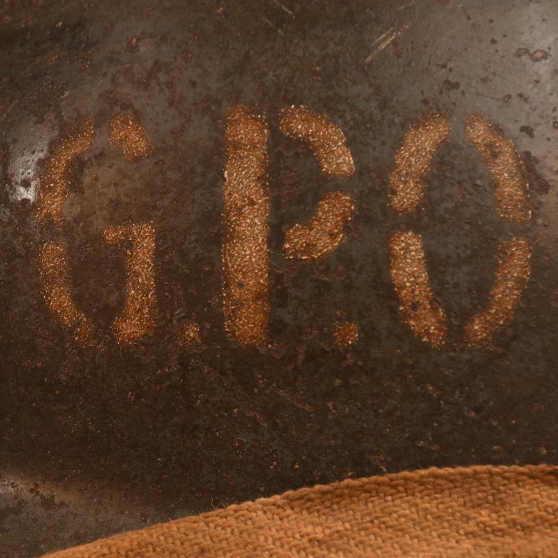 BRITISH WWII GENERAL POST OFFICE BRODIE HELMET.