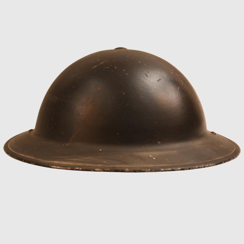 BRITISH WWII MANSFIELD & SON SHOE FACTORY WARDEN’S HELMET.