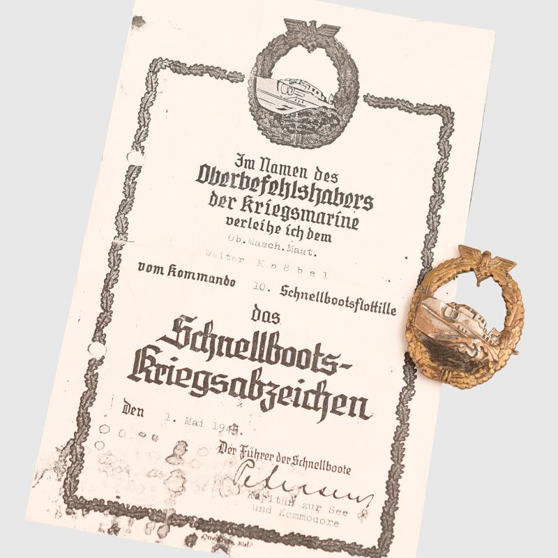 GERMAN WWII KRIEGSMARINE E BOAT BADGE