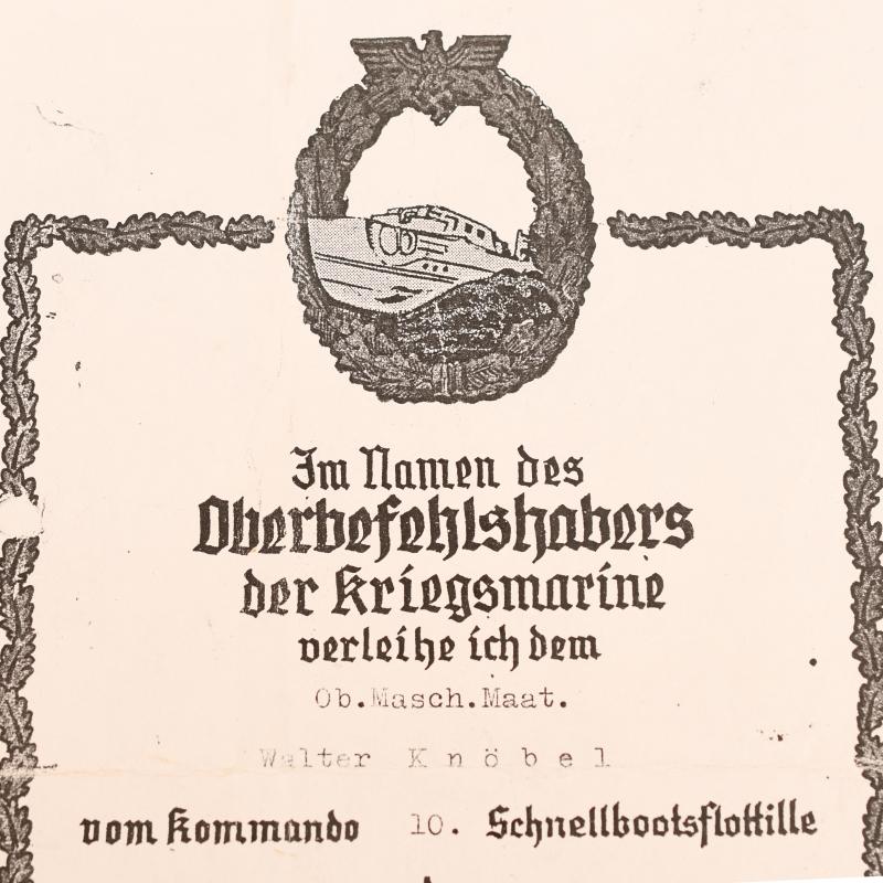 GERMAN WWII KRIEGSMARINE E BOAT BADGE