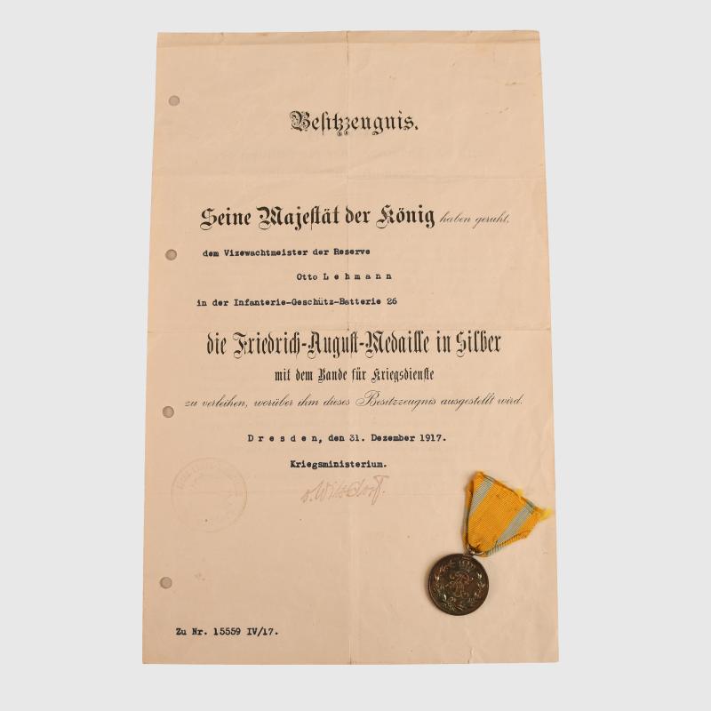 IMPERIAL GERMAN MEDAL & CITATION.