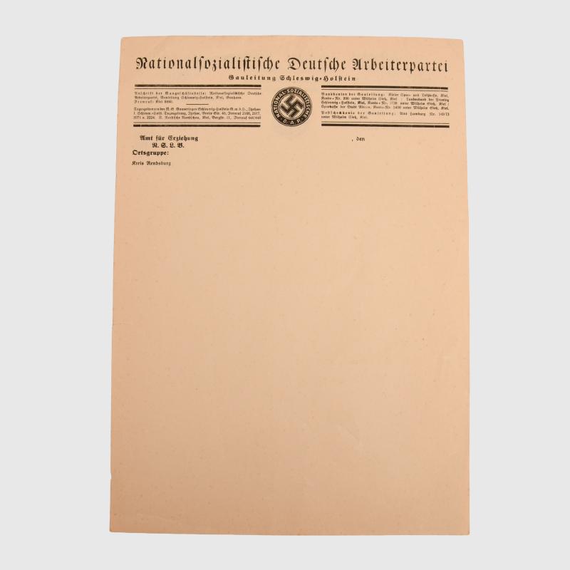 GERMAN WWII NSDAP HEADED PAPER.