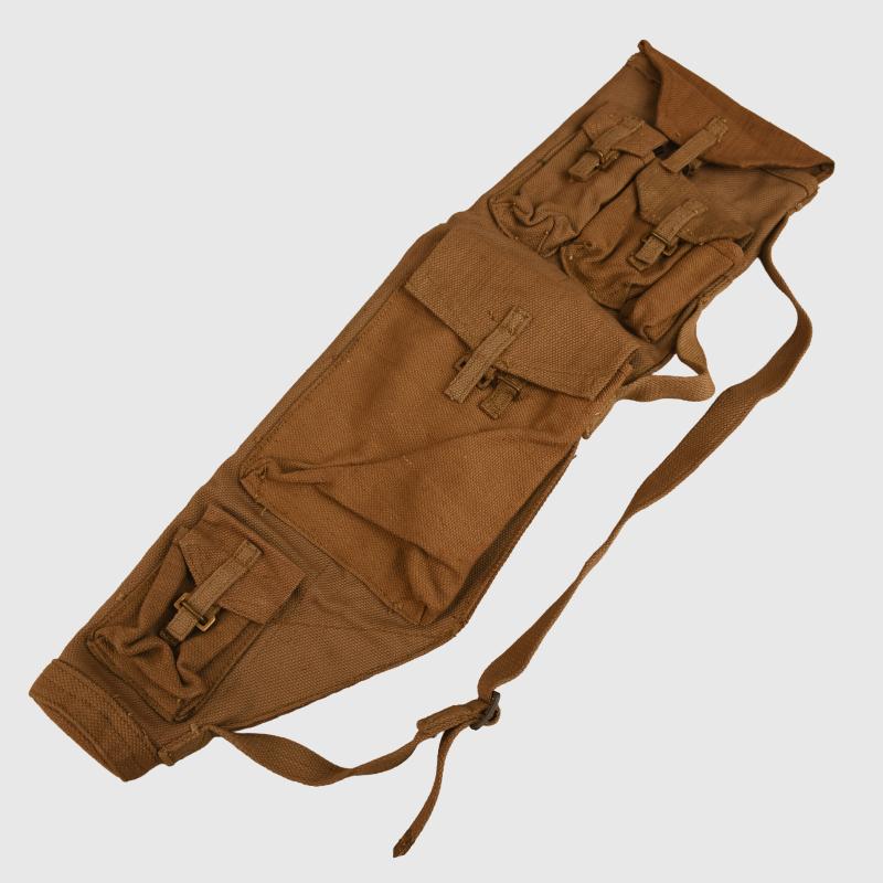 BRITISH WWII  BREN GUN BARREL AND SPARES CONTAINER BAG.