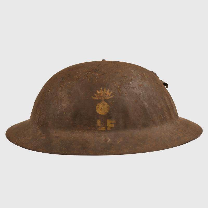 BRITISH WWI LANCASHIRE FUSILIERS BATTLE DAMAGED, POSSIBLE SOMM BATTLEFIELD PICK UP HELMET.