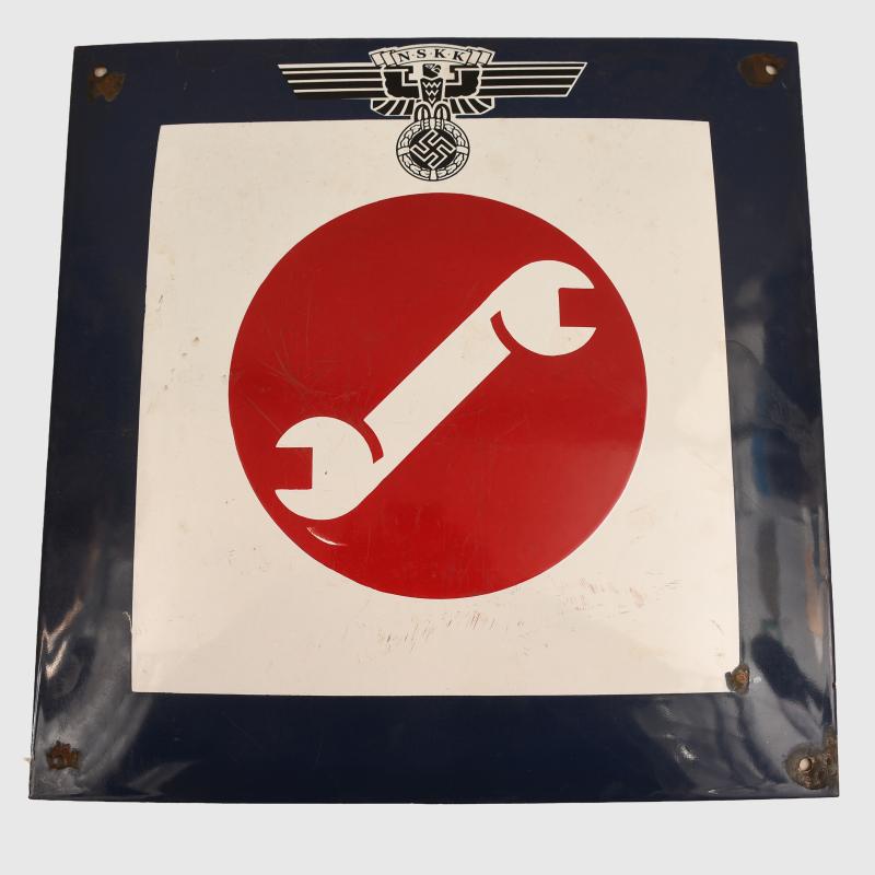 GERMAN WWII NSKK MOTOR REPAIR SHOP SIGN.