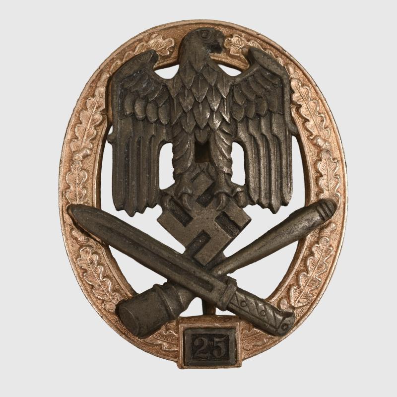 GERMAN WWII 25 GENERAL ASSAULT BADGE BY RK.