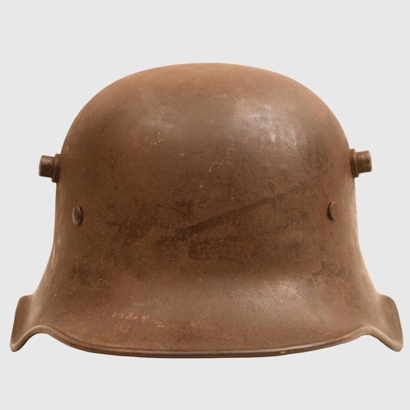 GERMAN WWI M.18 EAR CUT OUT HELMET.