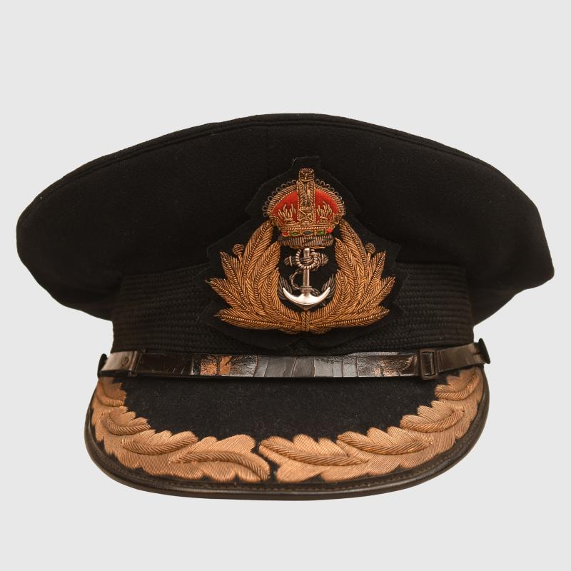 BRITISH WWII ROYAL NAVAL CAPTAIN AND ABOVE BLUE TOP CAP.