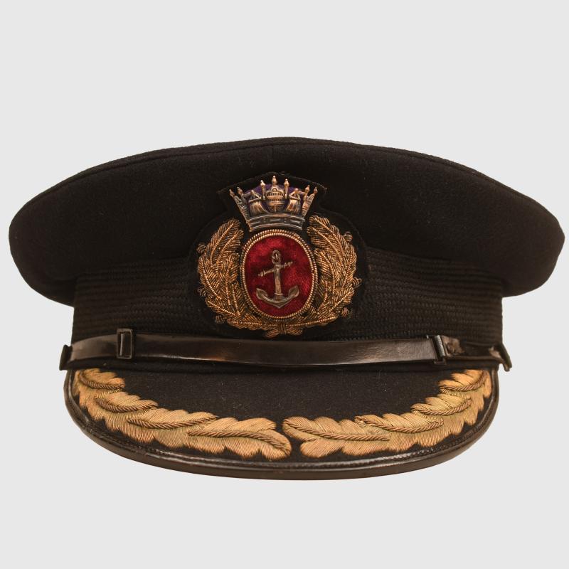 BRITISH WWII MERCHANT NAVY OFFICERS VISOR CAP, CAPTAIN AND ABOVE.