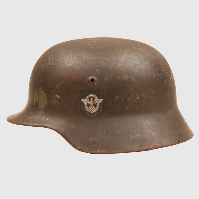 GERMAN WWII POLICE DOUBLE DECAL HELMET.