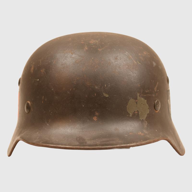 GERMAN WWII POLICE DOUBLE DECAL HELMET.