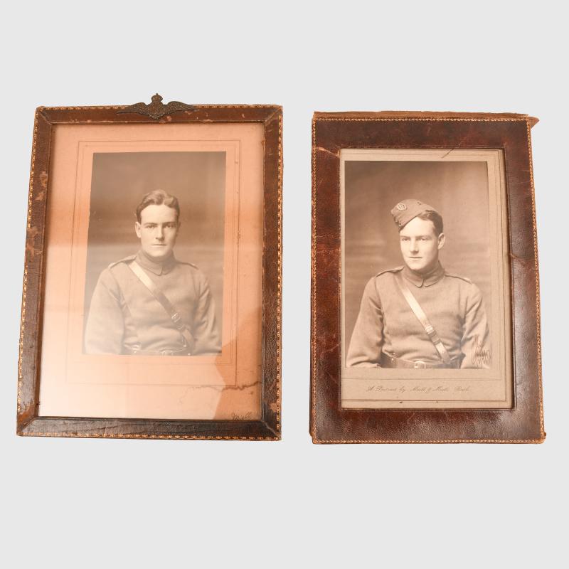 BRITISH WWI PAIR OF BRITISH RFC OFFICERS PORTRAITS.