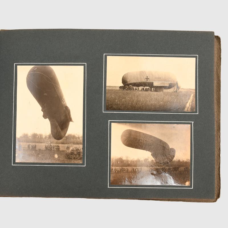 GERMAN WWI BALLOON UNIT PHOTOGRAPH ALBUM AND ACCOMPANYING PAPERWORK.