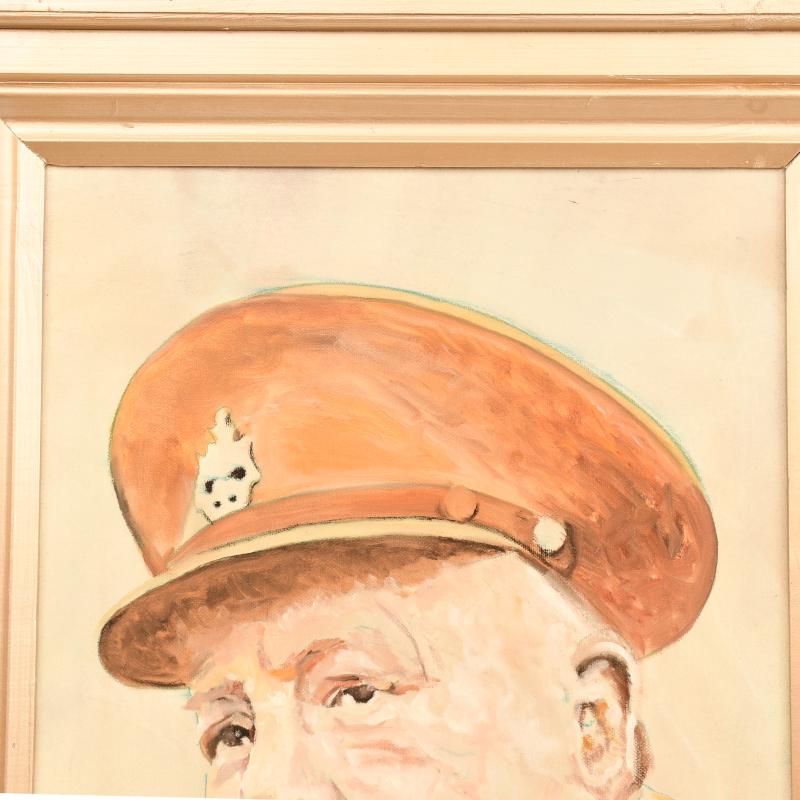 BRITISH WWII WINSTON CHURCHILL OIL PAINTING.