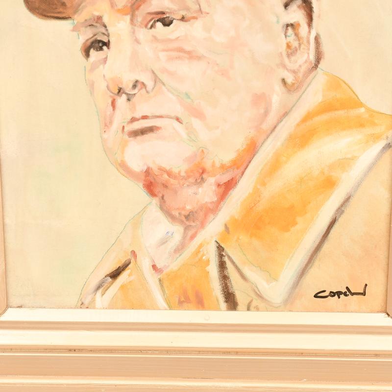 BRITISH WWII WINSTON CHURCHILL OIL PAINTING.