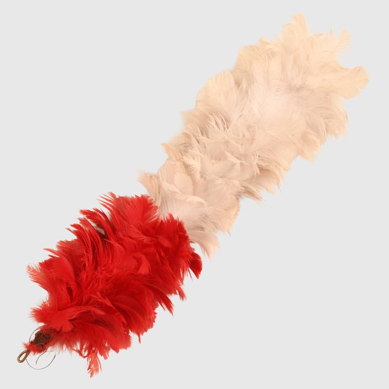 BRITISH VICTORIAN RED AND WHITE FEATHER HACKLE.