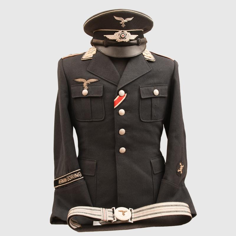 GERMAN WWII LUFTWAFFE HERMANN GOERING TUNIC AND BELT FOR A SENIOR SIGNALS NCO.
