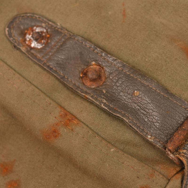 GERMAN WWII MOTORCYCLIST CANVAS LEATHER MITTENS.