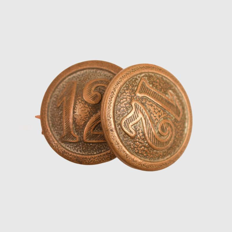 GERMAN WWI PRUSSIAN UNIFORM COMPANY NUMBER 12 SHOULDER BOARD BUTTONS.