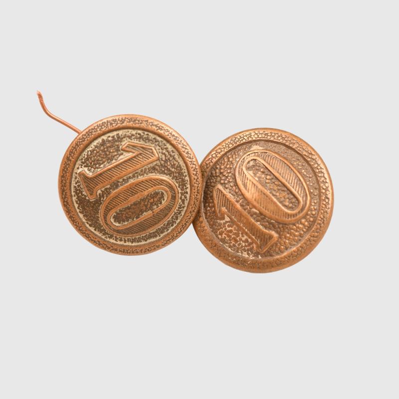 GERMAN WWI PRUSSIAN UNIFORM COMPANY NUMBER 10 SHOULDER BOARD BUTTONS.