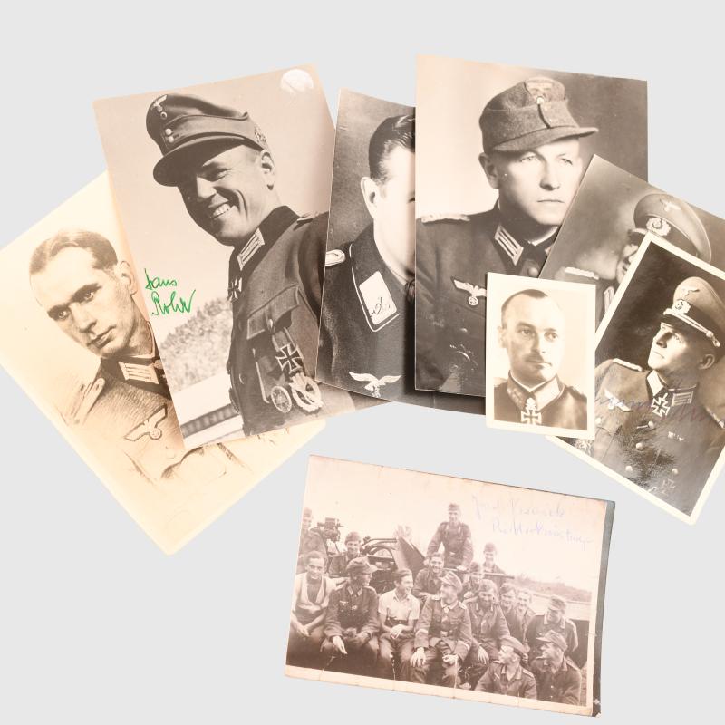 GERMAN WWII POST WAR SIGNED KNIGHTS CROSS WINNERS PHOTOGRAPHS.