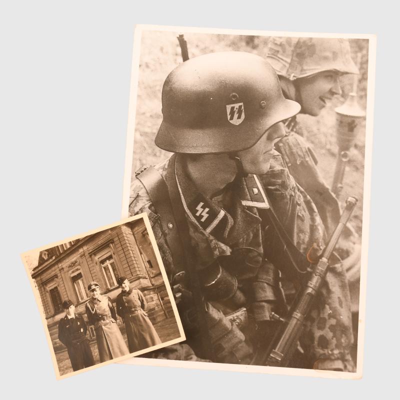 GERMAN WWII 30 PHOTOGRAPHS OF GERMAN ARMY, WAFFEN SS AND LUFTWAFFE TROOPS IN MAINLY COMBAT SITUATIONS.