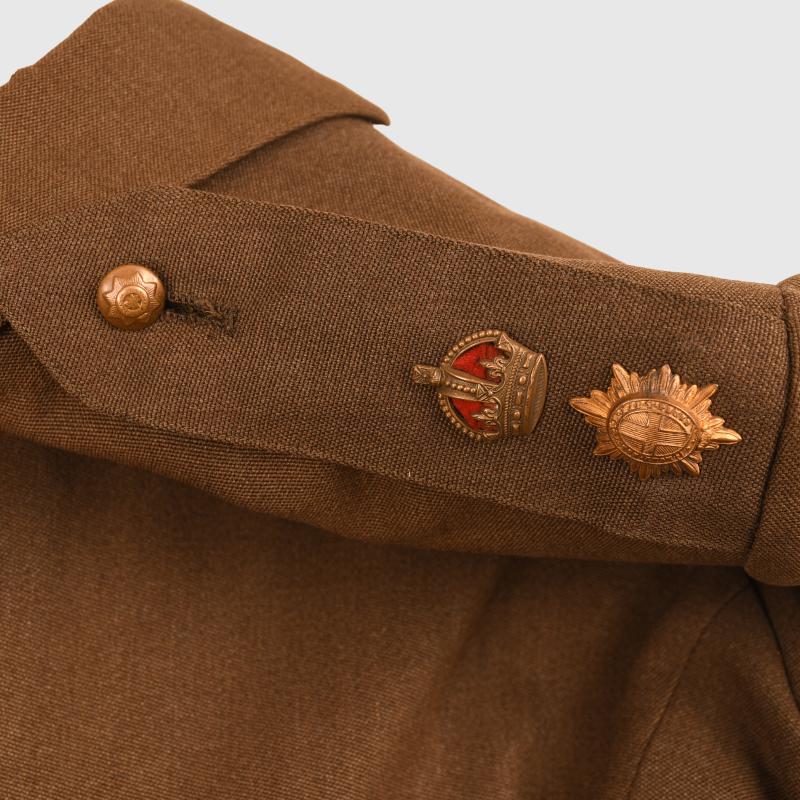 BRITISH WWI AND WWII COLDSTREAM GUARDS IDENTIFIED OFFICERS UNIFORM GROUP.
