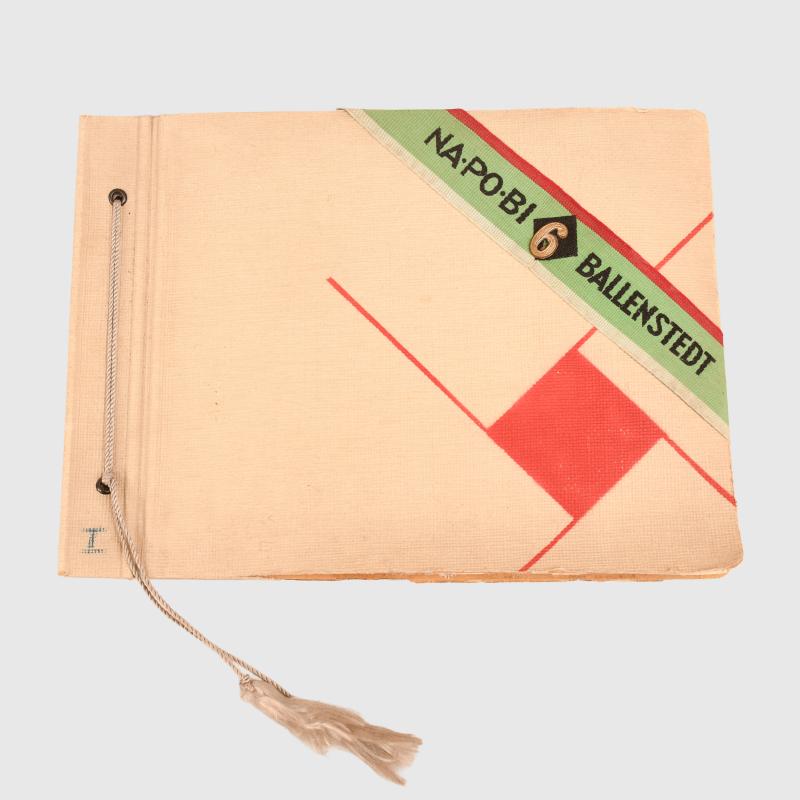 GERMAN WWII NAPOLA SCHOOL BALLENSTEDT PHOTOGRAPH ALBUM AND CUFF TITLE.