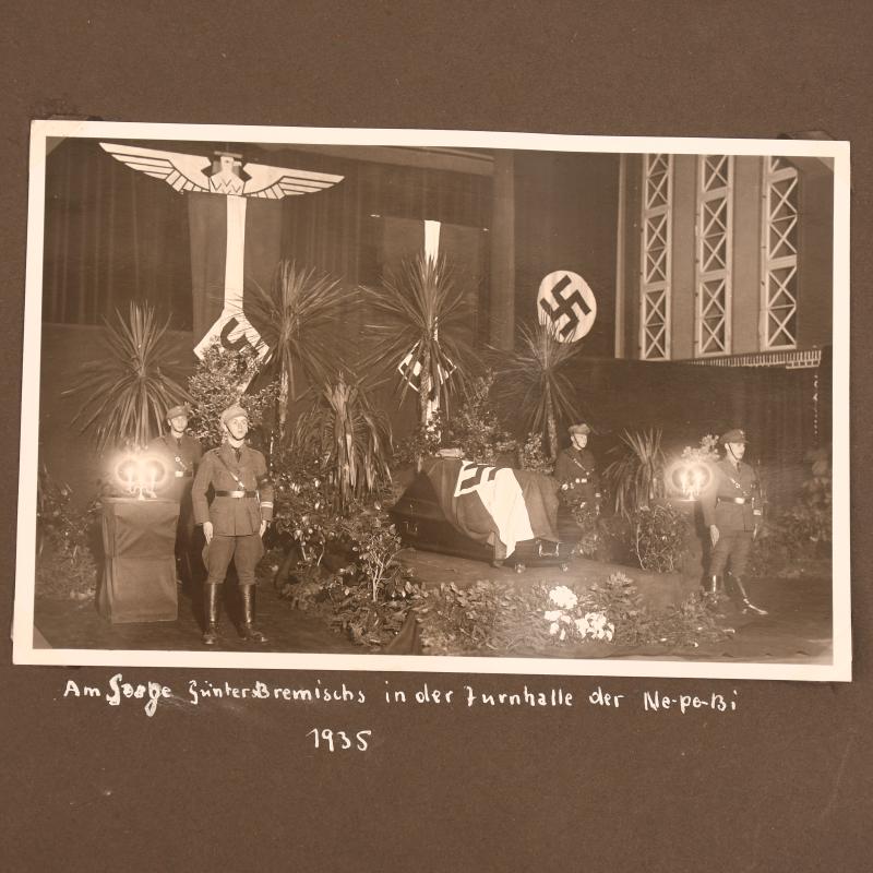 GERMAN WWII NAPOLA SCHOOL BALLENSTEDT PHOTOGRAPH ALBUM AND CUFF TITLE.