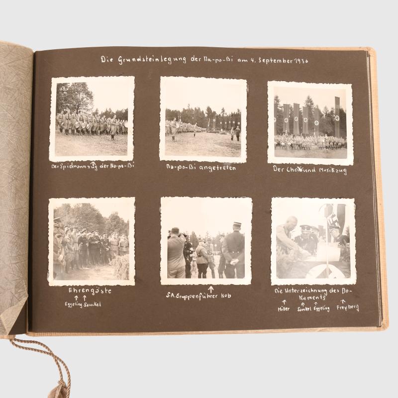 GERMAN WWII NAPOLA SCHOOL BALLENSTEDT PHOTOGRAPH ALBUM AND CUFF TITLE.