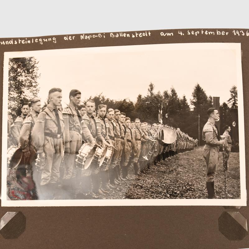 GERMAN WWII NAPOLA SCHOOL BALLENSTEDT PHOTOGRAPH ALBUM AND CUFF TITLE.
