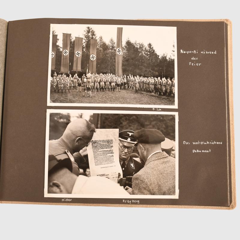 GERMAN WWII NAPOLA SCHOOL BALLENSTEDT PHOTOGRAPH ALBUM AND CUFF TITLE.