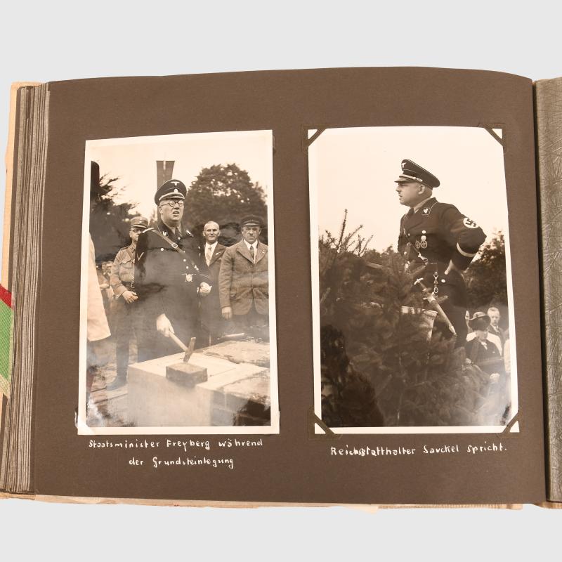 GERMAN WWII NAPOLA SCHOOL BALLENSTEDT PHOTOGRAPH ALBUM AND CUFF TITLE.