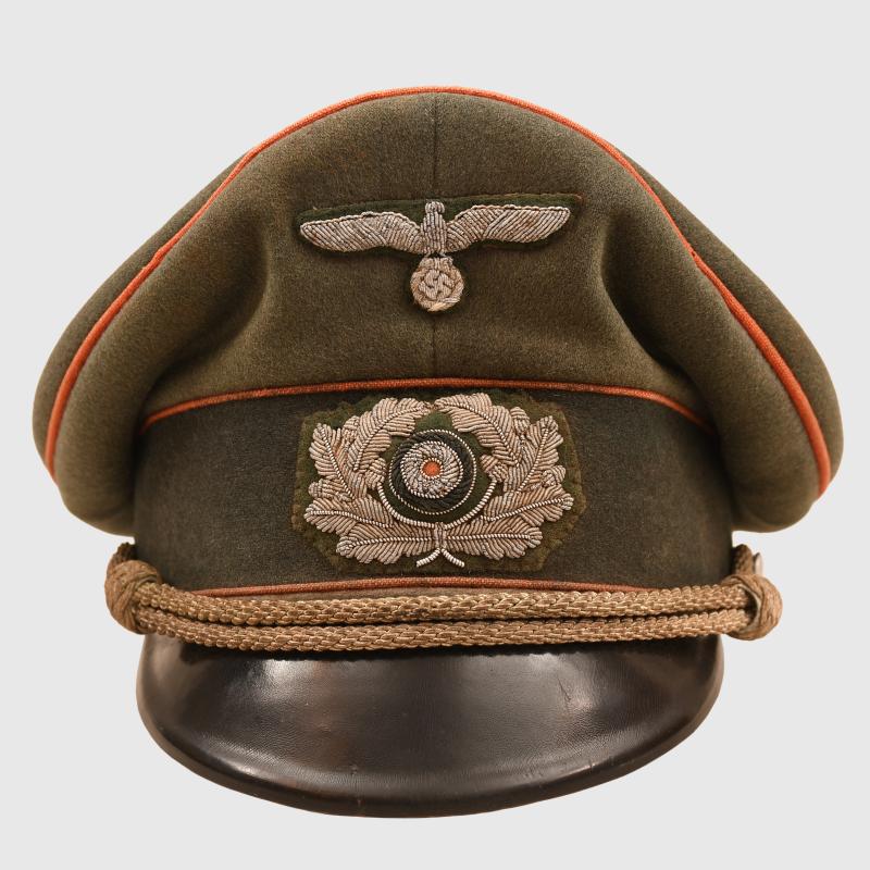 GERMAN WWII FIELD POLICE OR RECRUITING DISTRICT DOUBLE EREL VISOR CAP.