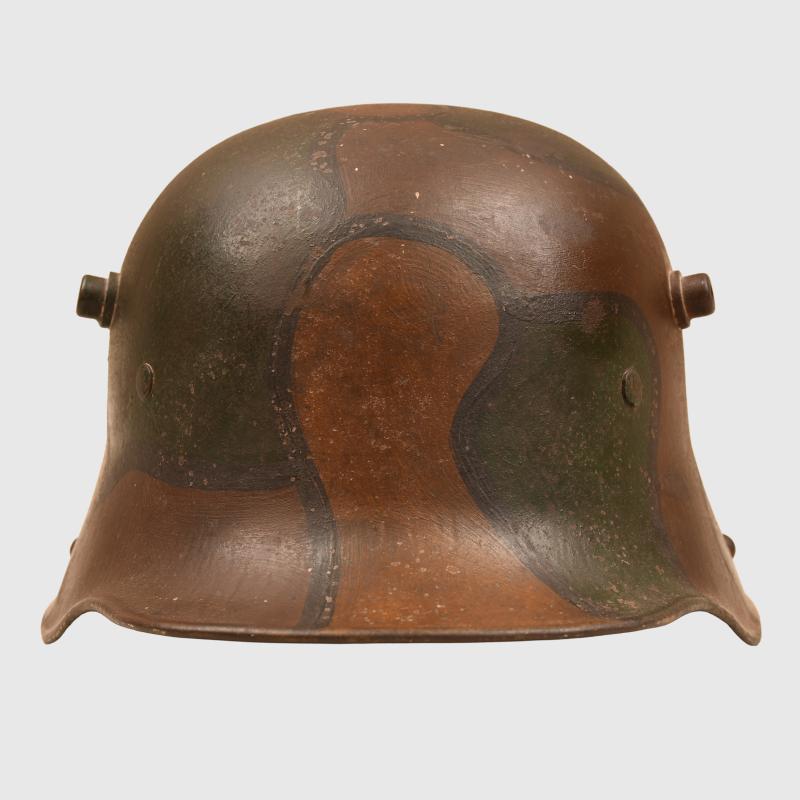 GERMAN WWI CAMOUFLAGE M.17 TRENCH HELMET.
