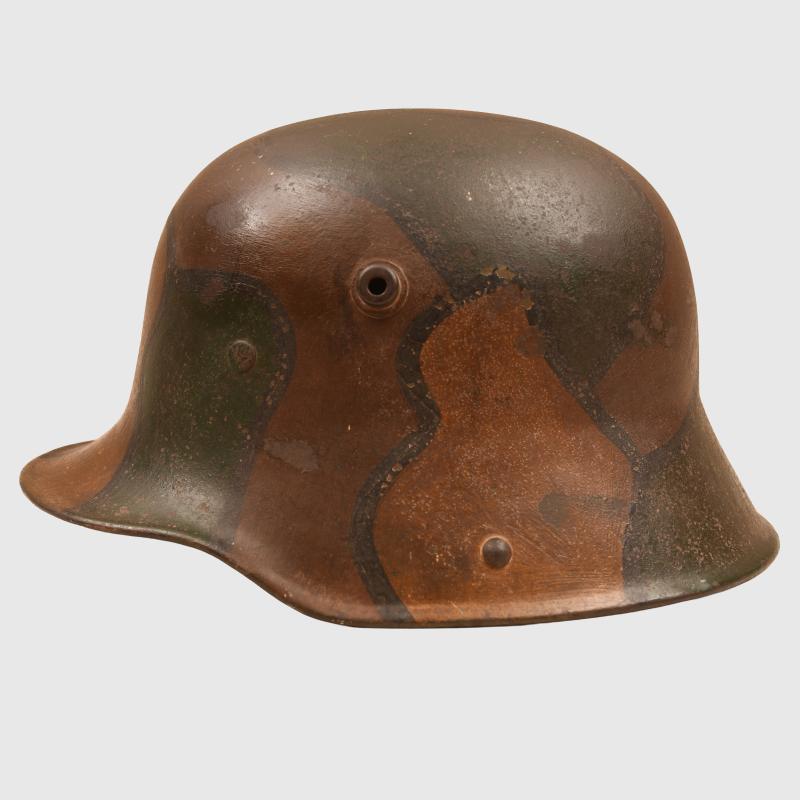 GERMAN WWI CAMOUFLAGE M.17 TRENCH HELMET.