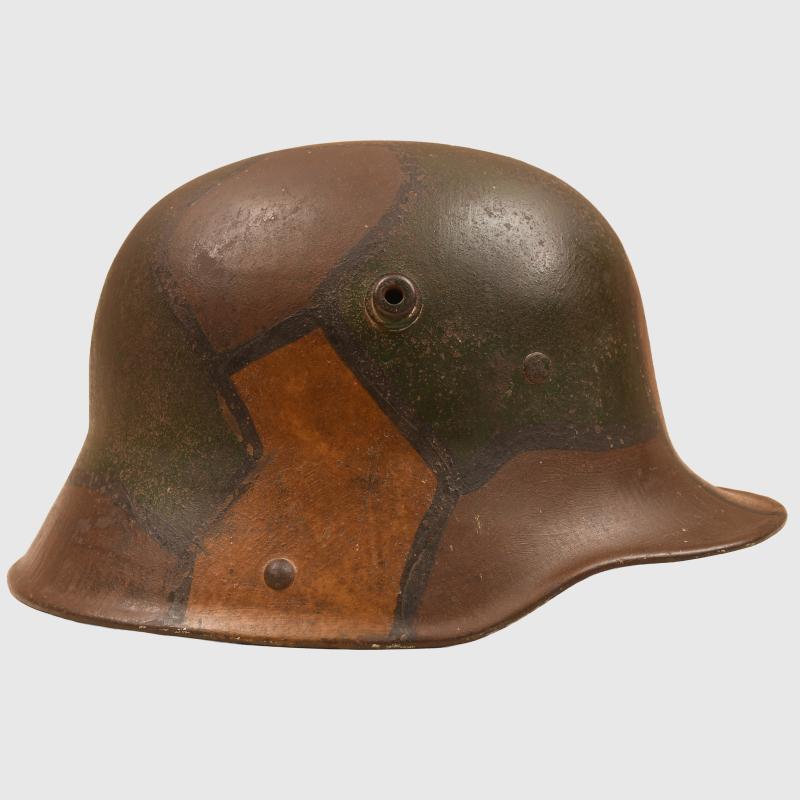 GERMAN WWI CAMOUFLAGE M.17 TRENCH HELMET.
